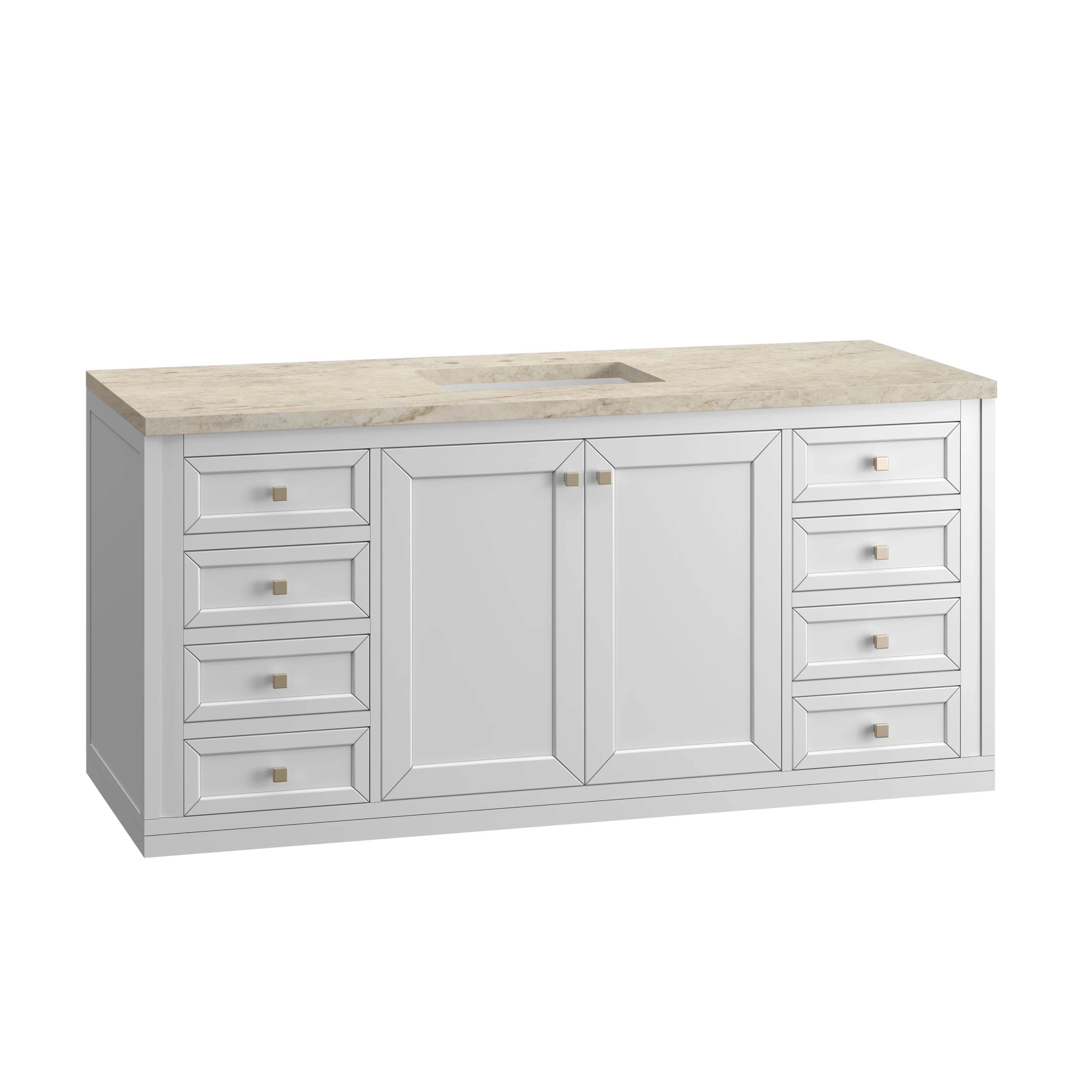 Chicago 60" Single Vanity, Glossy White, w/ 3 CM Tajnar Eclos Top