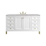 Chicago 60" Single Vanity, Glossy White, w/ 3 CM Victorian Silver Silestone® Top