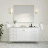 Chicago 60" Single Vanity, Glossy White, w/ 3 CM Victorian Silver Silestone® Top