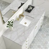 Chicago 60" Single Vanity, Glossy White, w/ 3 CM Victorian Silver Silestone® Top