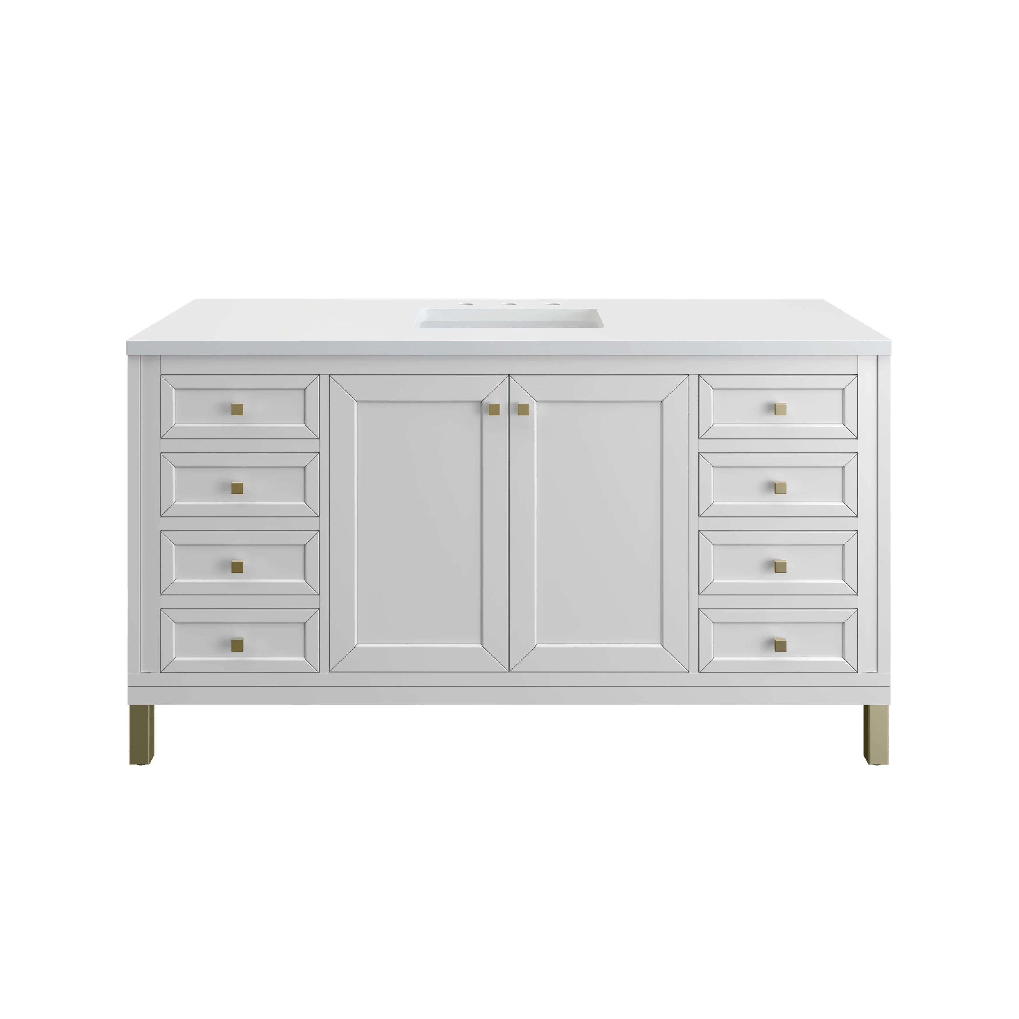Chicago 60" Single Vanity, Glossy White, w/ 3 CM White Zeus Silestone® Top