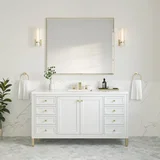 Chicago 60" Single Vanity, Glossy White, w/ 3 CM White Zeus Silestone® Top