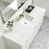 Chicago 60" Single Vanity, Glossy White, w/ 3 CM White Zeus Silestone® Top