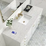 Chicago 60" Single Vanity, Glossy White, w/ 3 CM Eternal Jasmine Pearl Silestone Top w/ FreePower Wireless Charger