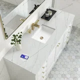 Chicago 60" Single Vanity, Glossy White, w/ 3 CM Ethereal Noctis Silestone Top w/ FreePower Wireless Charger