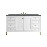 Chicago 60" Single Vanity, Glossy White, w/ 3 CM Parisien Bleu Silestone® Top w/FreePower Wireless Charger
