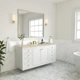 Chicago 60" Single Vanity, Glossy White, w/ 3 CM Tajnar Eclos Top w/FreePower Wireless Charger