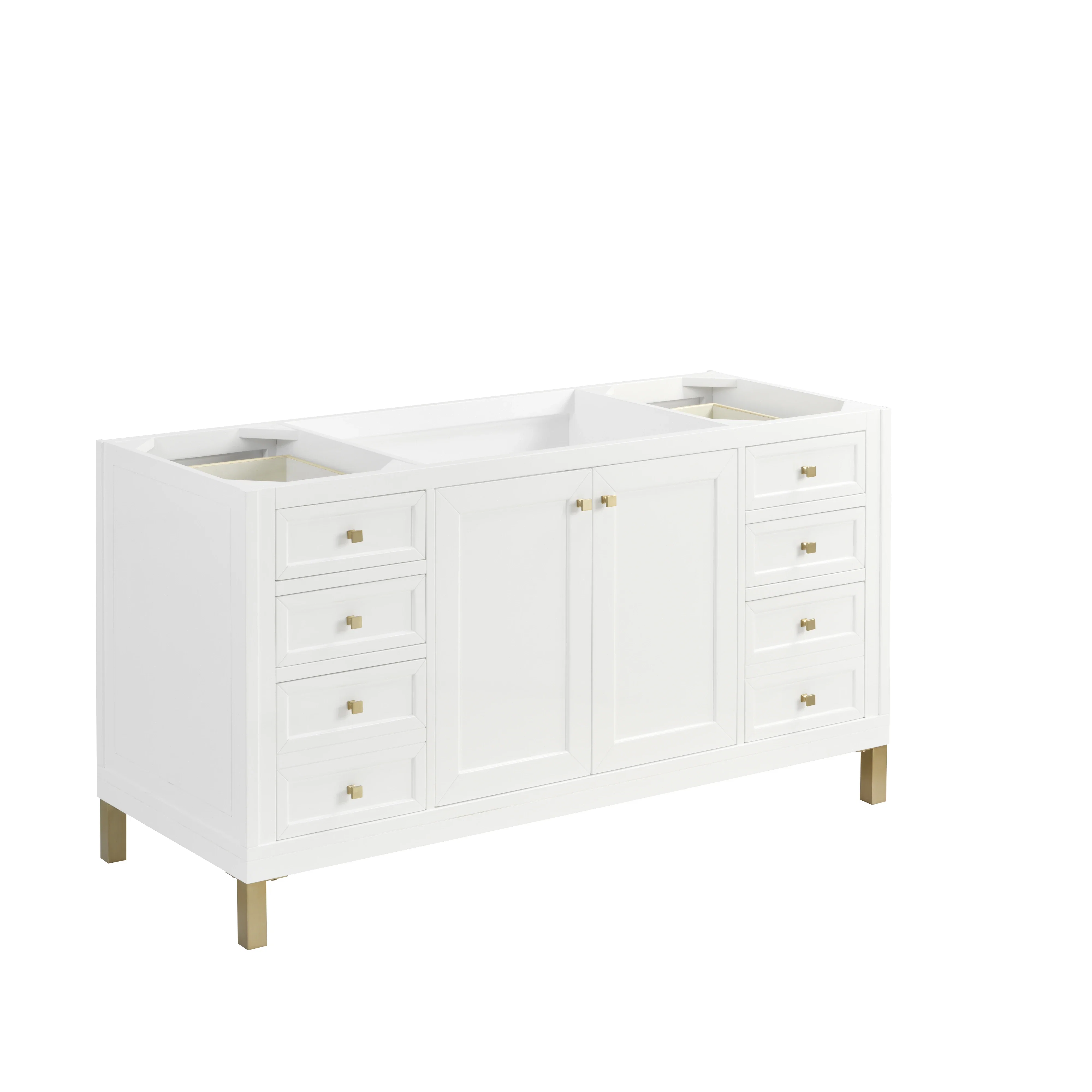 Chicago 60" Single Vanity, Glossy White, w/ 3 CM Tajnar Eclos Top w/FreePower Wireless Charger