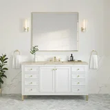 Chicago 60" Single Vanity, Glossy White, w/ 3 CM Tajnar Eclos Top w/FreePower Wireless Charger