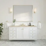 Chicago 60" Single Vanity, Glossy White, w/ 3 CM Tajnar Eclos Top w/FreePower Wireless Charger