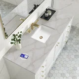 Chicago 60" Single Vanity, Glossy White, w/ 3 CM Victorian Silver Silestone Top w/ FreePower Wireless Charger
