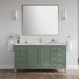 Chicago 60" Single Vanity, Smokey Celadon, w/ Single Hole 3CM White Zeus Silestone® Top & Backsplash