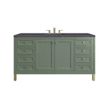 Chicago 60" Single Vanity, Smokey Celadon, w/ 3 CM Charcoal Soapstone Silestone® Top