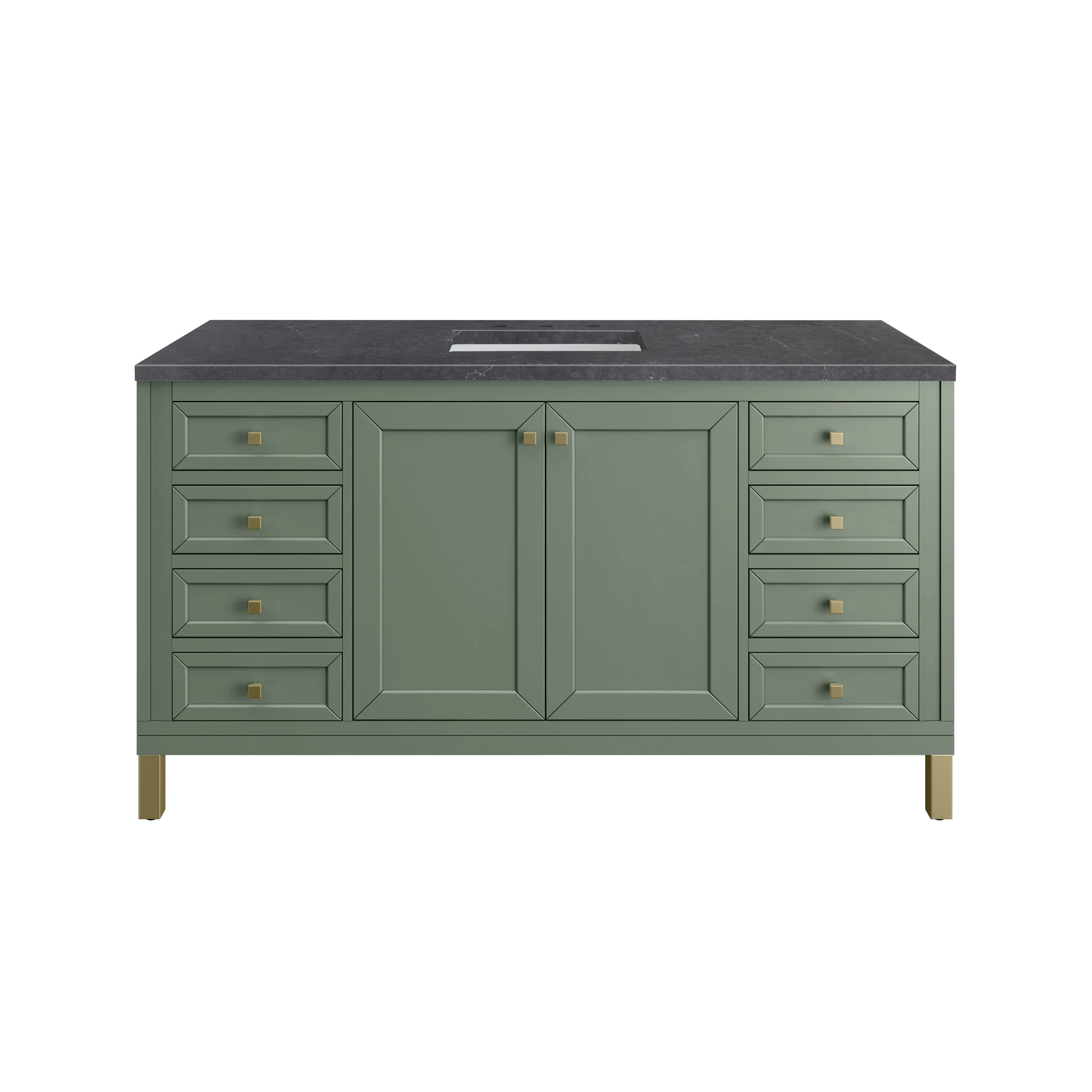 Chicago 60" Single Vanity, Smokey Celadon, w/ 3 CM Charcoal Soapstone Silestone® Top