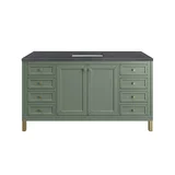 Chicago 60" Single Vanity, Smokey Celadon, w/ 3 CM Charcoal Soapstone Silestone® Top