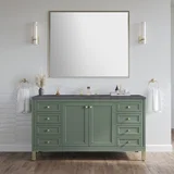 Chicago 60" Single Vanity, Smokey Celadon, w/ 3 CM Charcoal Soapstone Silestone® Top