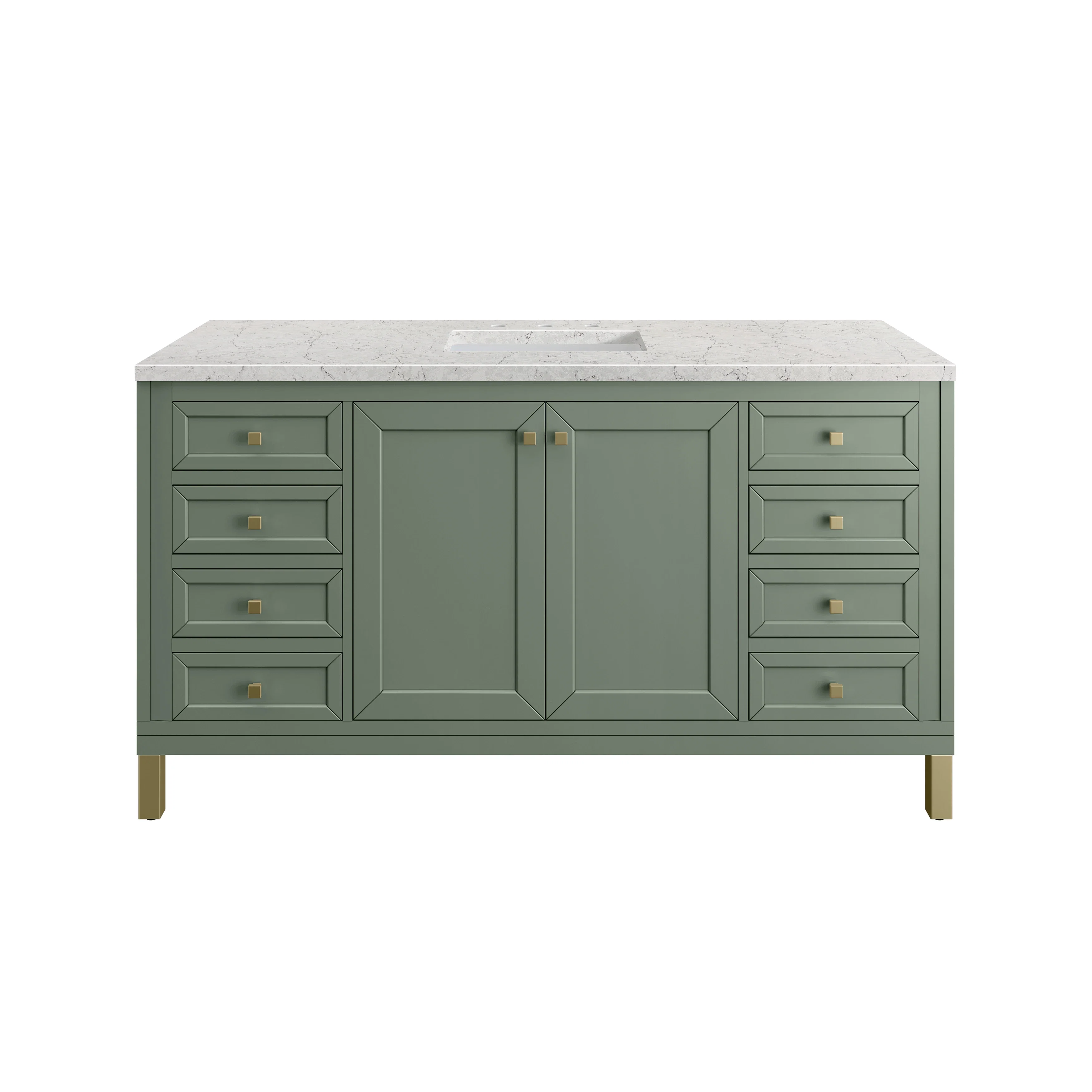 Chicago 60" Single Vanity, Smokey Celadon, w/ 3 CM Eternal Jasmine Pearl Silestone® Top