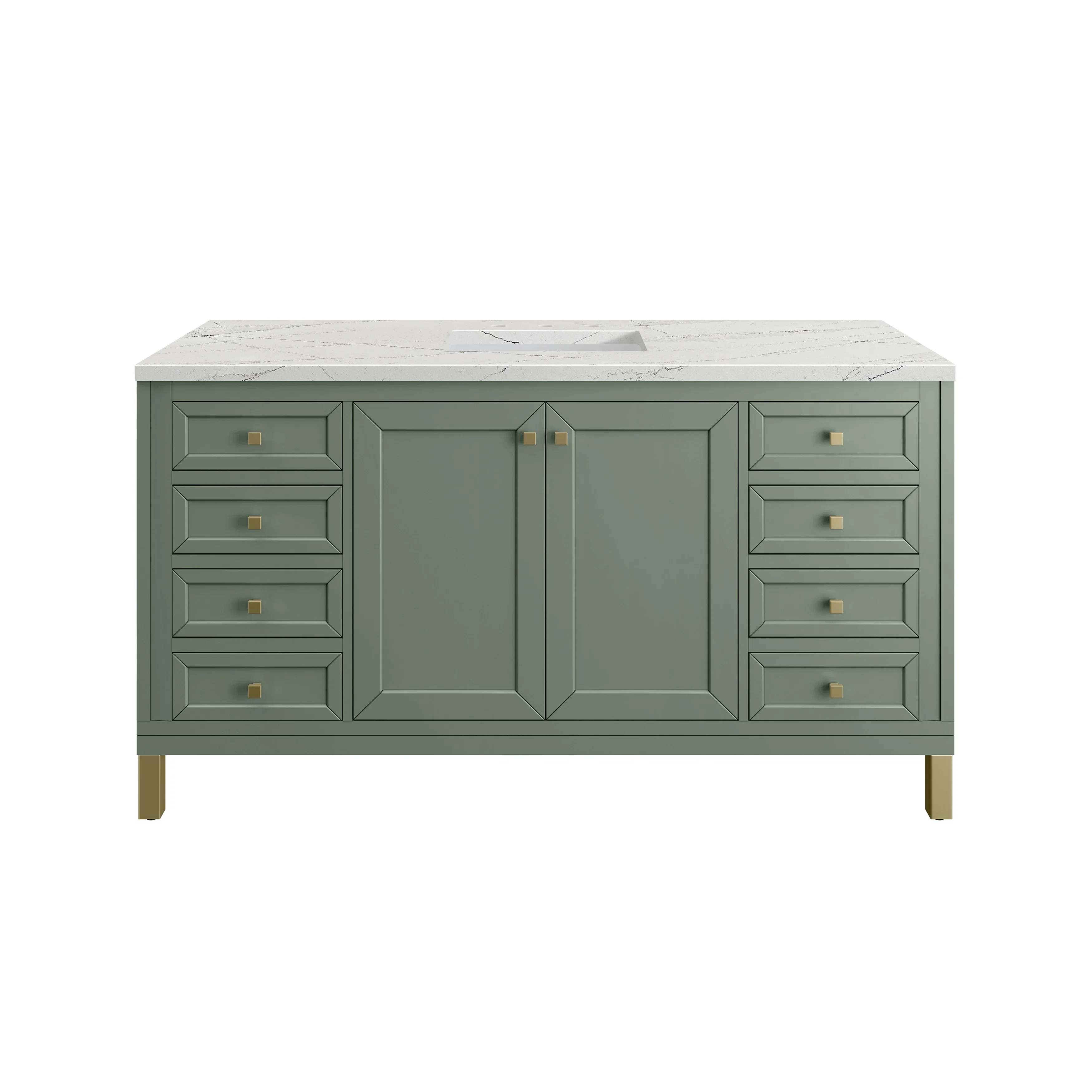Chicago 60" Single Vanity, Smokey Celadon, w/ 3 CM Ethereal Noctis Silestone® Top