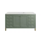 Chicago 60" Single Vanity, Smokey Celadon, w/ 3 CM Ethereal Noctis Silestone® Top