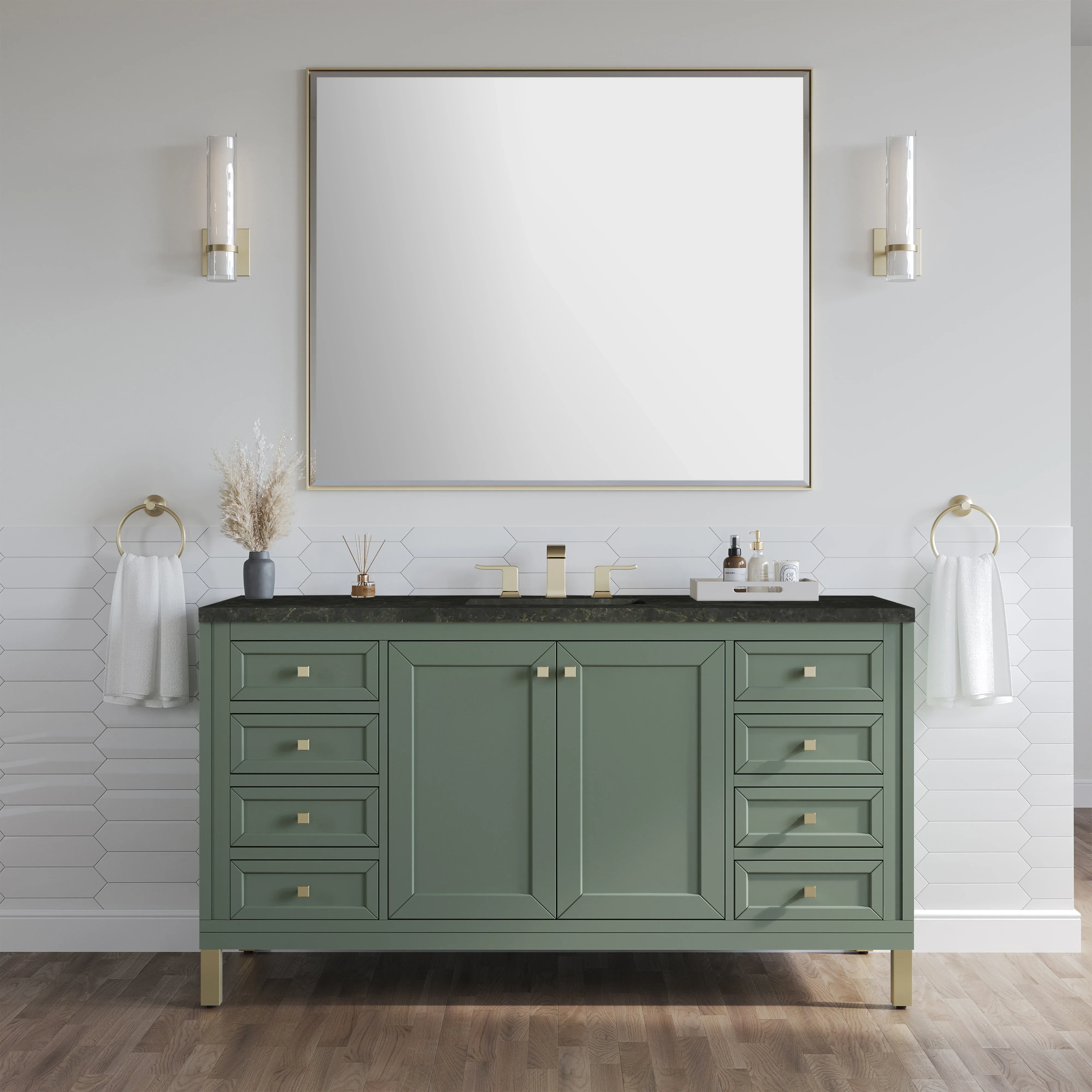 Chicago 60" Single Vanity, Smokey Celadon, w/ 3 CM Phantome Eclos Top