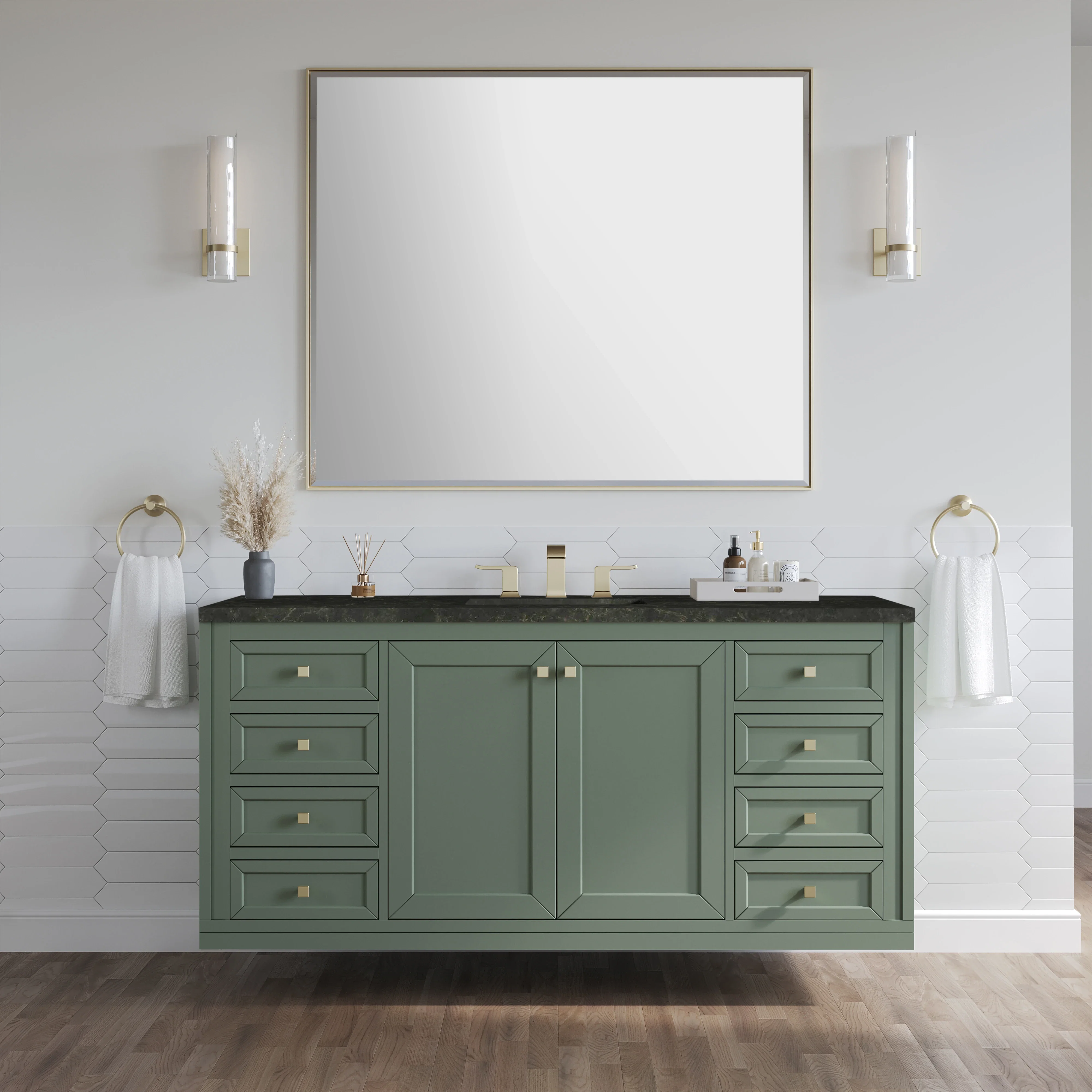 Chicago 60" Single Vanity, Smokey Celadon, w/ 3 CM Phantome Eclos Top