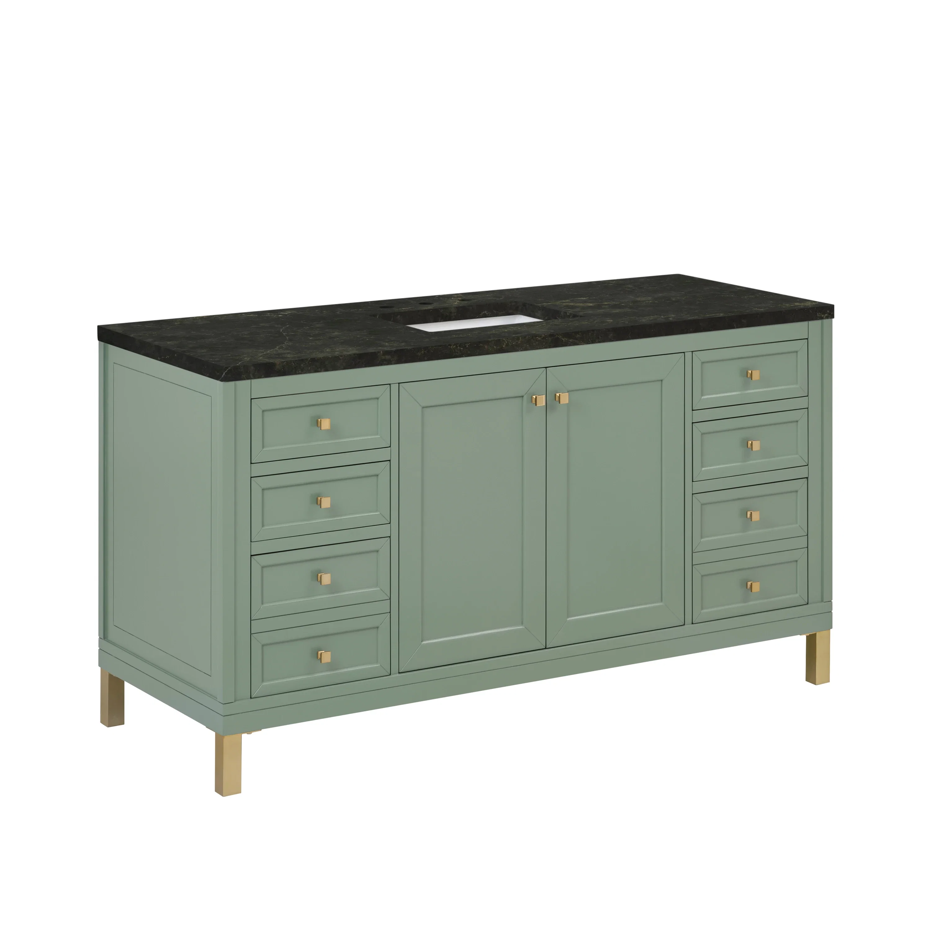 Chicago 60" Single Vanity, Smokey Celadon, w/ 3 CM Phantome Eclos Top