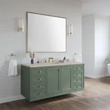 Chicago 60" Single Vanity, Smokey Celadon, w/ 3 CM Siberian Silestone Top