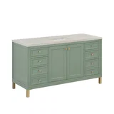 Chicago 60" Single Vanity, Smokey Celadon, w/ 3 CM Siberian Silestone Top
