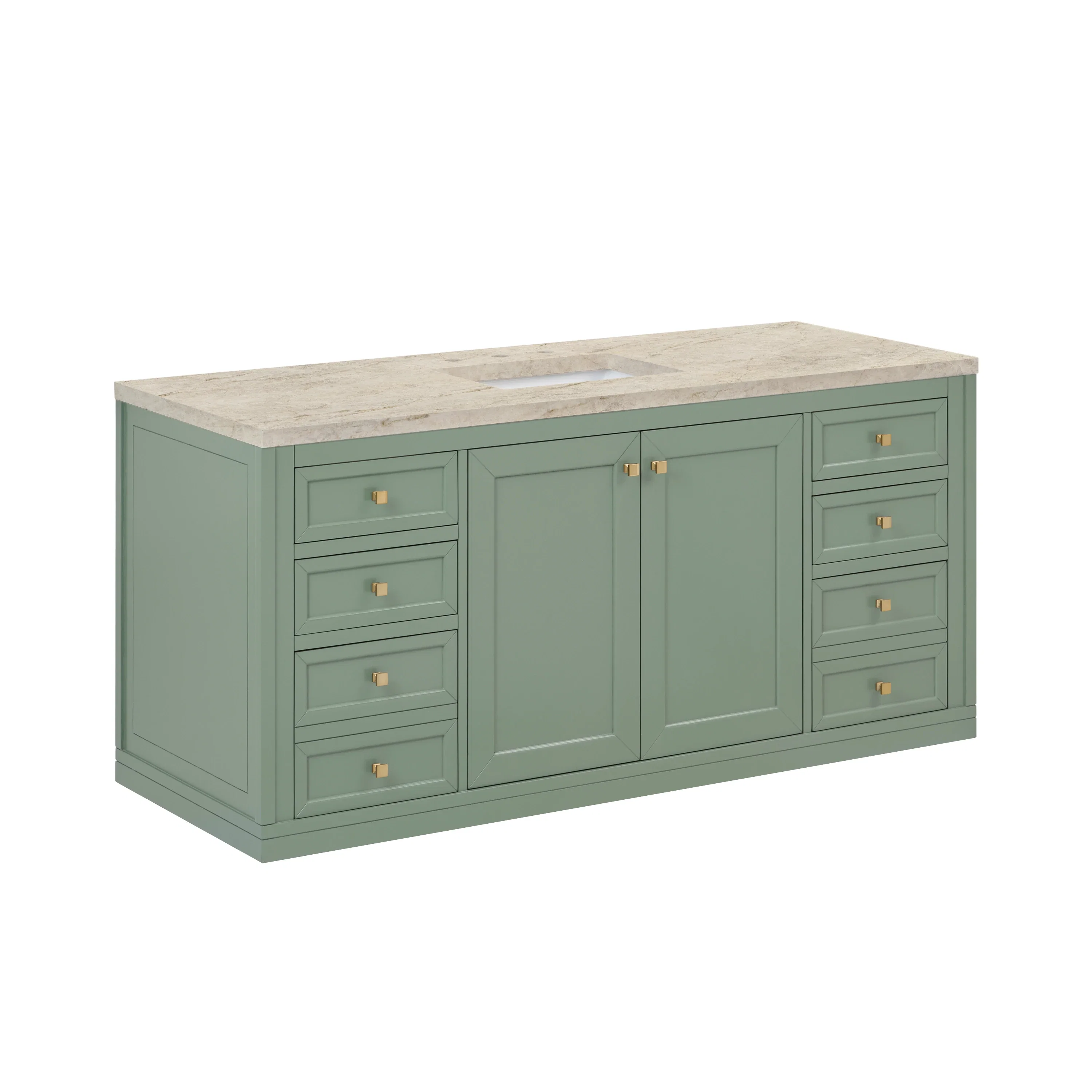Chicago 60" Single Vanity, Smokey Celadon, w/ 3 CM Tajnar Eclos Top