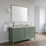 Chicago 60" Single Vanity, Smokey Celadon, w/ 3 CM Tajnar Eclos Top