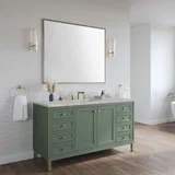 Chicago 60" Single Vanity, Smokey Celadon, w/ 3 CM Victorian Silver Silestone® Top