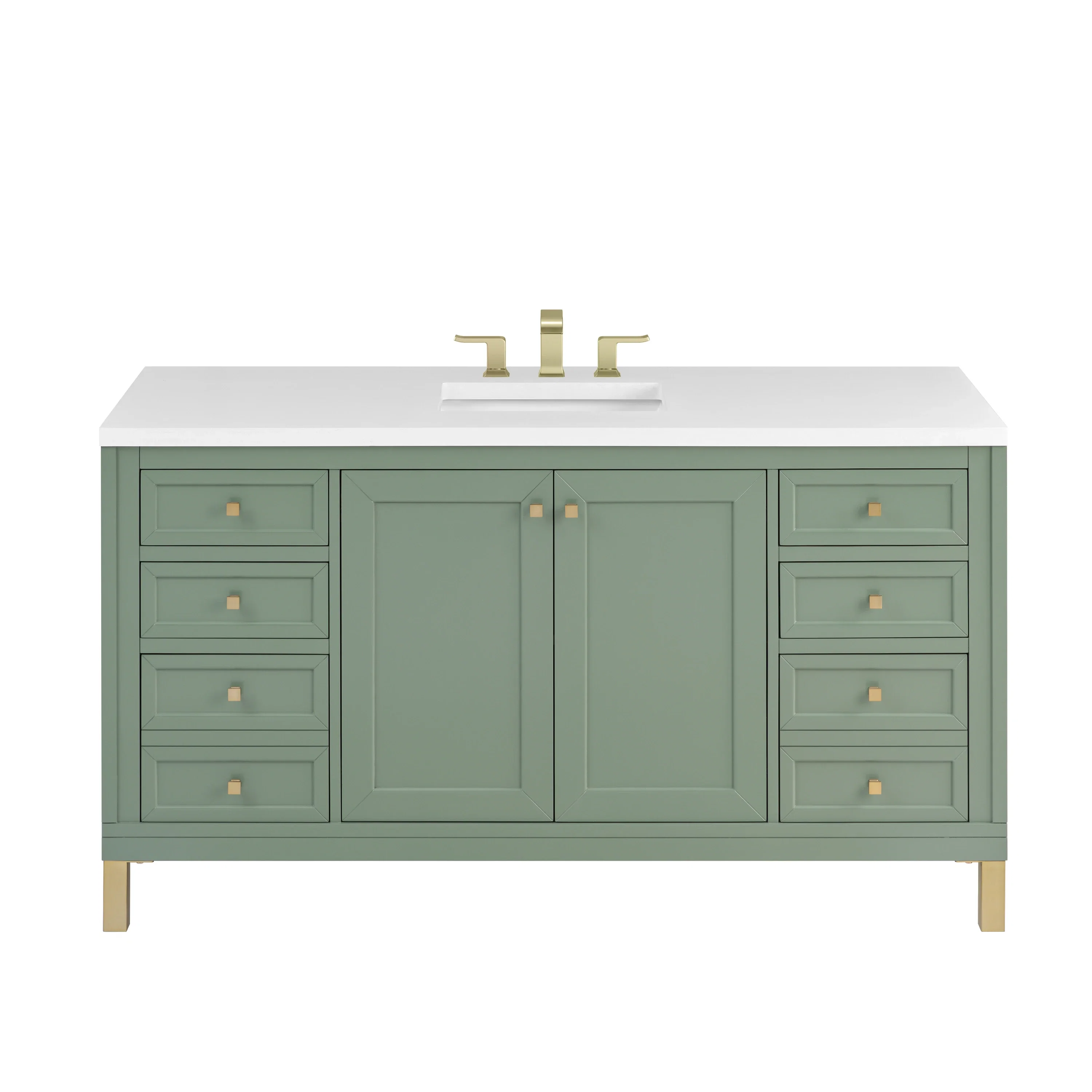 Chicago 60" Single Vanity, Smokey Celadon, w/ 3 CM White Zeus Silestone® Top