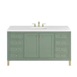 Chicago 60" Single Vanity, Smokey Celadon, w/ 3 CM White Zeus Silestone® Top