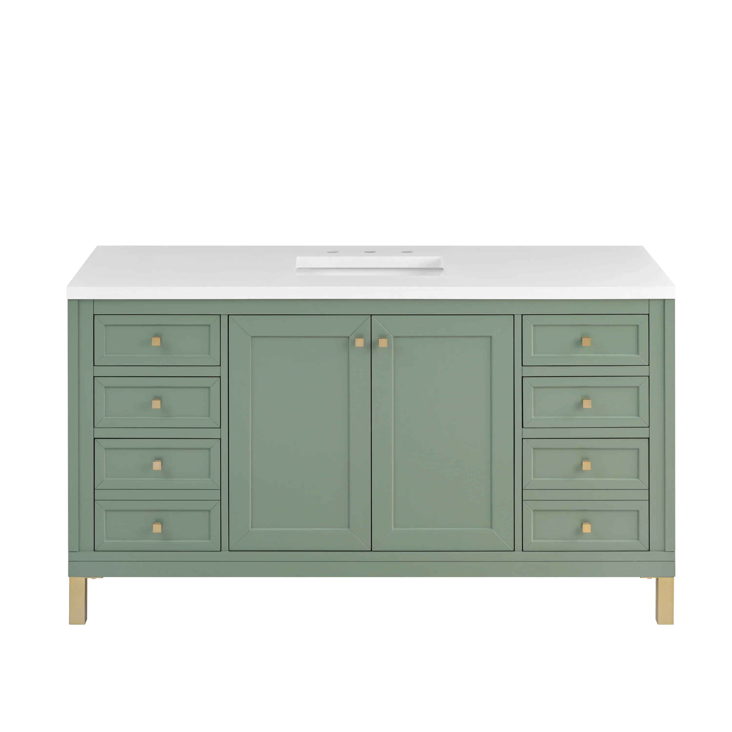 Chicago 60" Single Vanity, Smokey Celadon, w/ 3 CM White Zeus Silestone® Top