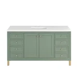 Chicago 60" Single Vanity, Smokey Celadon, w/ 3 CM White Zeus Silestone® Top