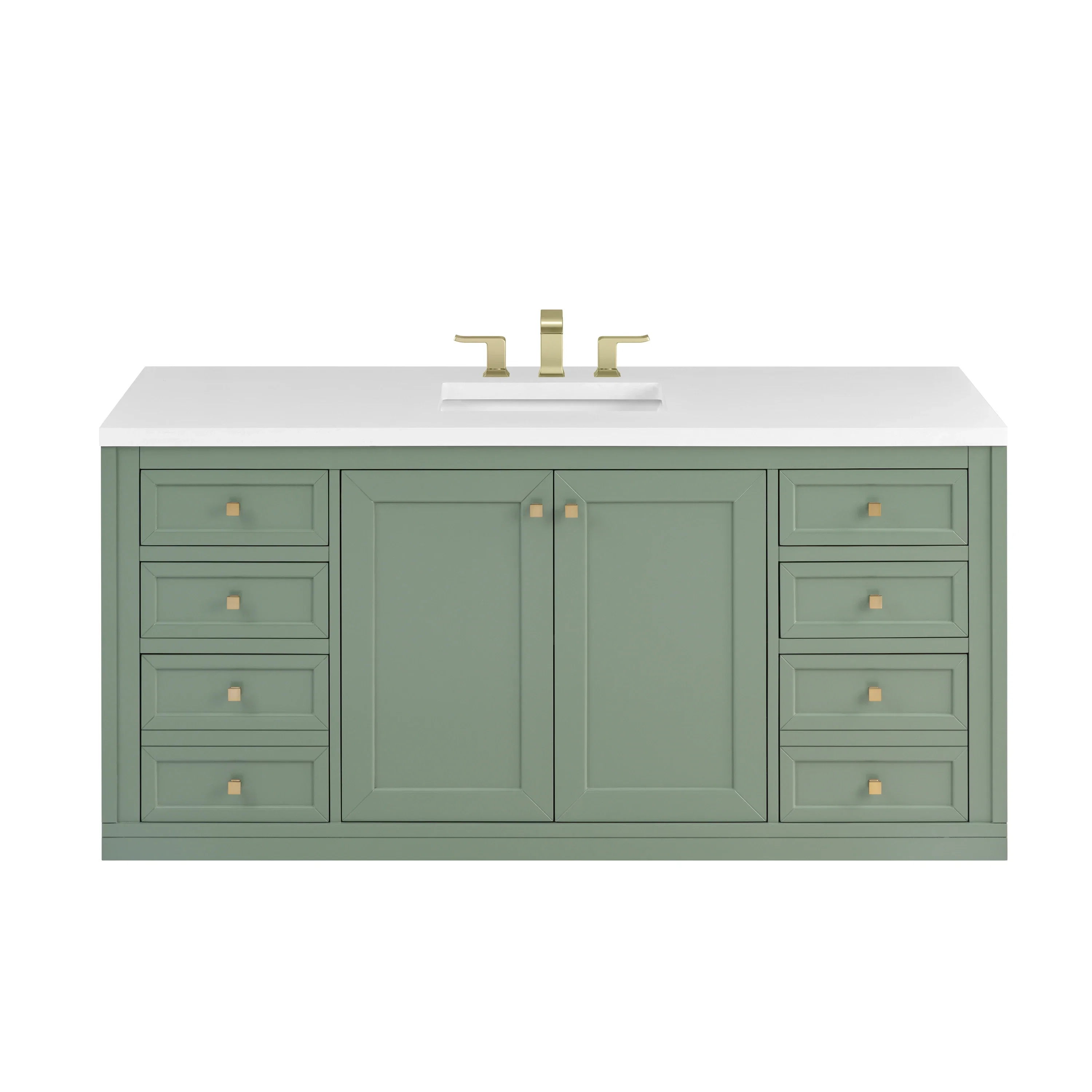Chicago 60" Single Vanity, Smokey Celadon, w/ 3 CM White Zeus Silestone® Top