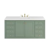 Chicago 60" Single Vanity, Smokey Celadon, w/ 3 CM White Zeus Silestone® Top