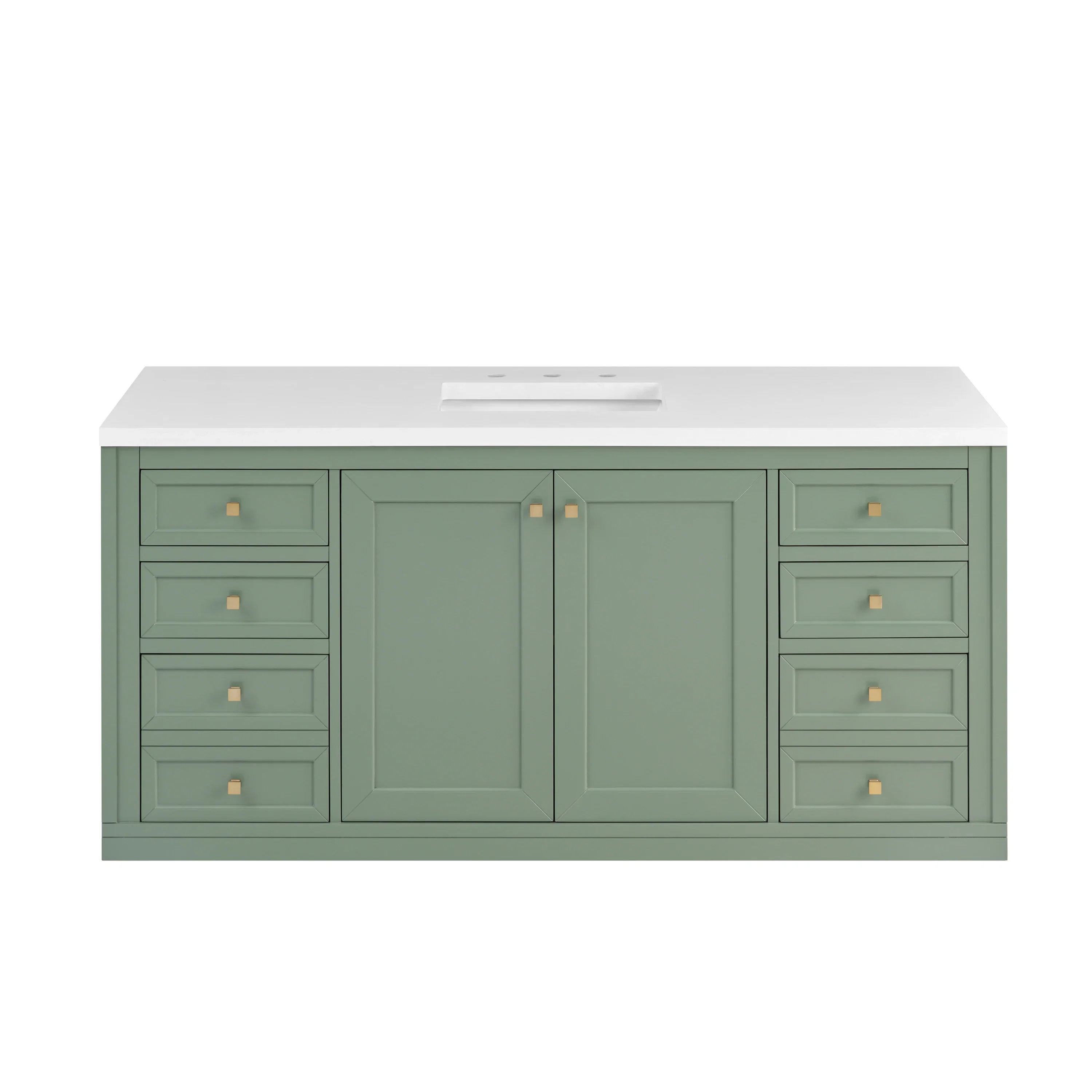Chicago 60" Single Vanity, Smokey Celadon, w/ 3 CM White Zeus Silestone® Top