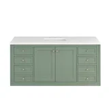 Chicago 60" Single Vanity, Smokey Celadon, w/ 3 CM White Zeus Silestone® Top