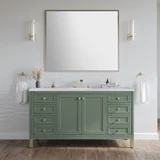 Chicago 60" Single Vanity, Smokey Celadon, w/ 3 CM White Zeus Silestone® Top