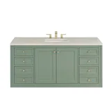 Chicago 60" Single Vanity, Smokey Celadon, w/ 3 CM Siberian Silestone Top w/FreePower Wireless Charger