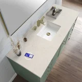 Chicago 60" Single Vanity, Smokey Celadon, w/ 3 CM Siberian Silestone Top w/FreePower Wireless Charger
