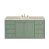 Chicago 60" Single Vanity, Smokey Celadon, w/ 3 CM Tajnar Eclos Top w/FreePower Wireless Charger