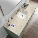 Chicago 60" Single Vanity, Smokey Celadon, w/ 3 CM Tajnar Eclos Top w/FreePower Wireless Charger