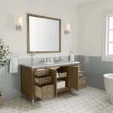 Chicago 60" Single Vanity, Walnut Whisper, w/ 3 CM Carrara Marble Top