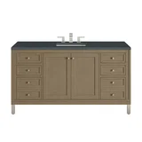 Chicago 60" Single Vanity, Walnut Whisper, w/ 3 CM Charcoal Soapstone Silestone® Top
