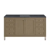 Chicago 60" Single Vanity, Walnut Whisper, w/ 3 CM Charcoal Soapstone Silestone® Top