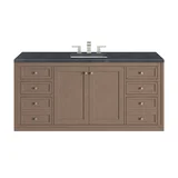 Chicago 60" Single Vanity, Walnut Whisper, w/ 3 CM Charcoal Soapstone Silestone® Top