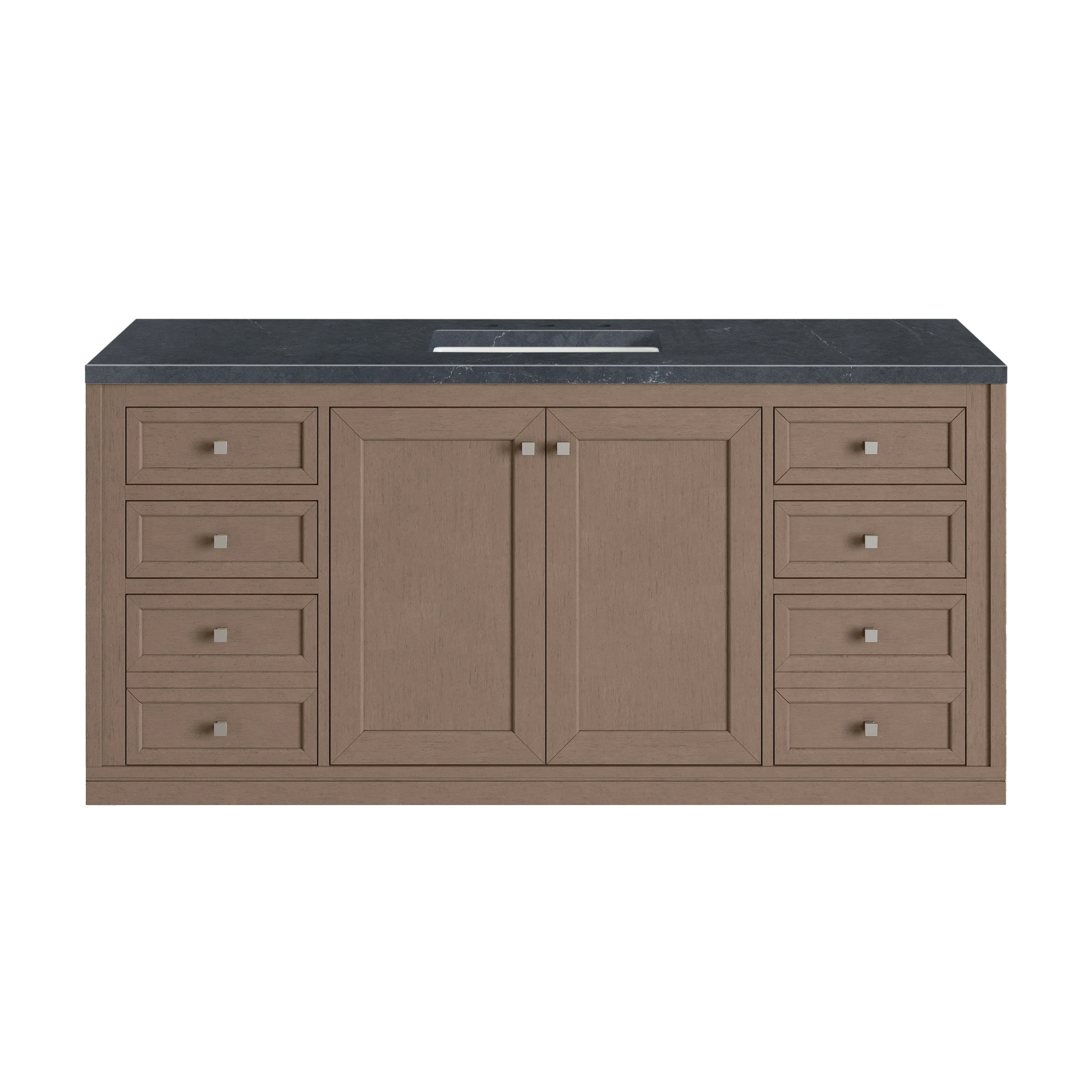 Chicago 60" Single Vanity, Walnut Whisper, w/ 3 CM Charcoal Soapstone Silestone® Top