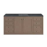 Chicago 60" Single Vanity, Walnut Whisper, w/ 3 CM Charcoal Soapstone Silestone® Top
